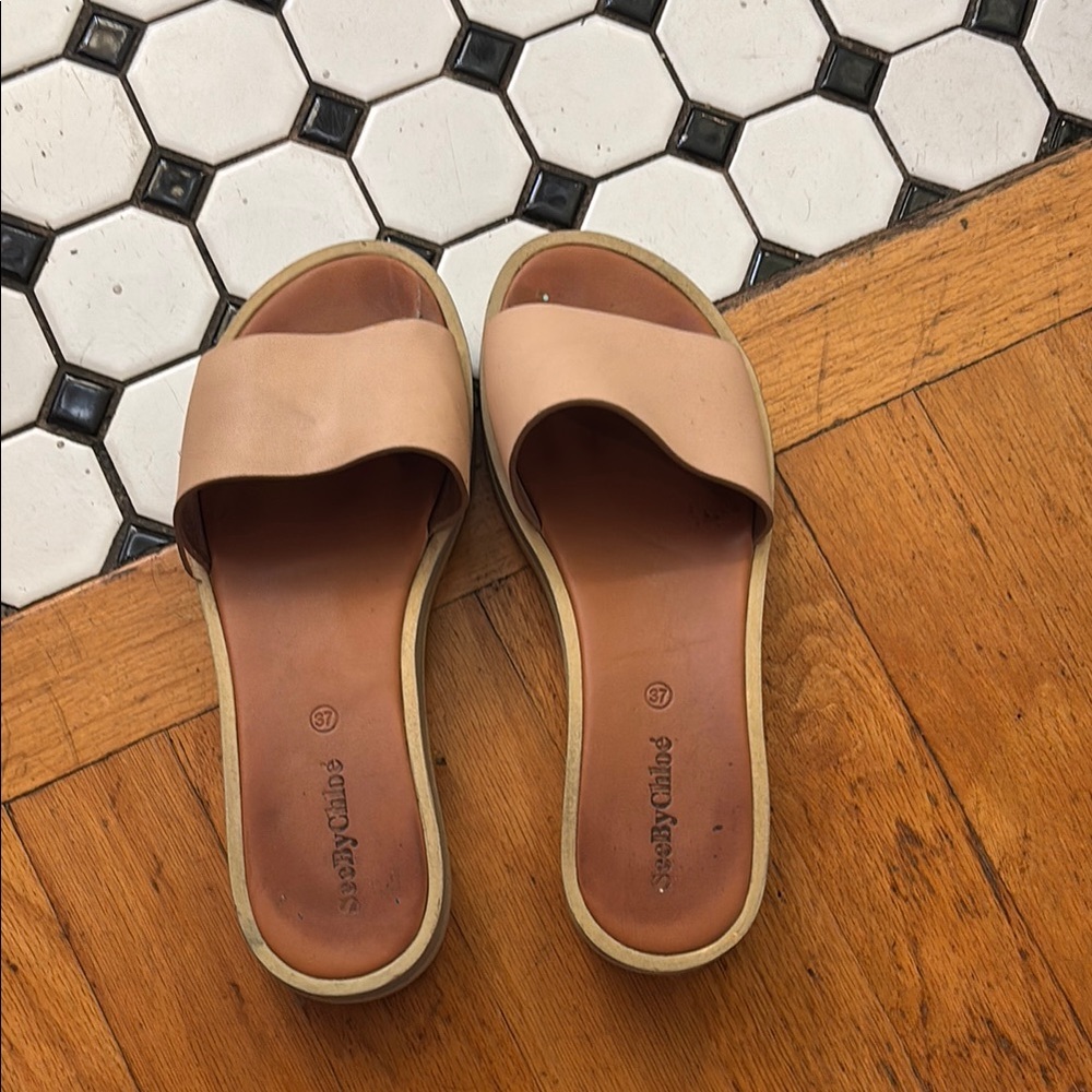 SEE BY CHLOE light pink Robin platform sandals